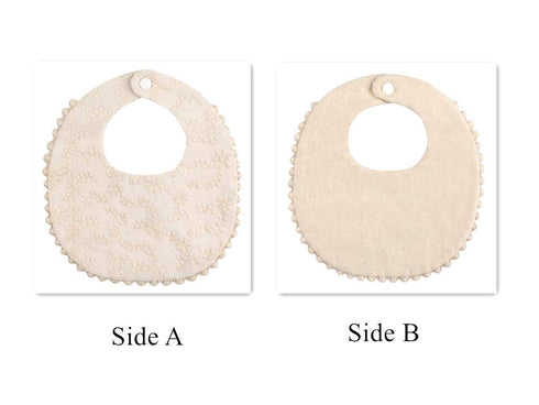 GZMM Baby Bib For Girls,Reversible Waterproof Handmade Natural Cotton Baby Drool Bib 0-12 months 2 Pack (off-white color, 0-12 months)...