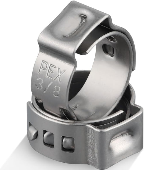 150 Pack 3/8 Inch Pex Clamps,304 Stainless Steel Pex Cinch Clamps Stepless Pex Crimp Rings PEX fittings Pinch Clamps,Single Ear Hose Clamps for Pe...