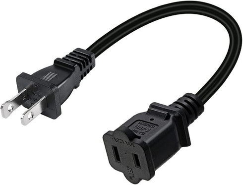 2-Pack Polarized USA Outlet Saver Power Extension Cord Cable 125V 10A 2-Prong 2 Outlets for NEMA 5-15P to NEMA 5-15R (1.6ft/50cm)...