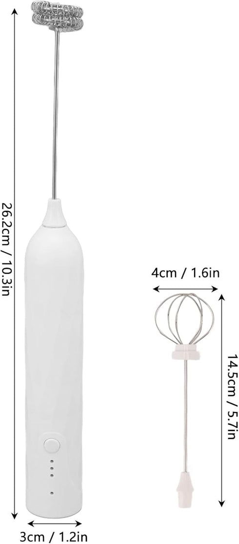 Handheld Milk Frother, Coffee Foam Maker USB Rechargeable Hand Drink Mixer 3 Speeds Electric Whisk Adjustable Hand Held Blender with 2 Heads for C...