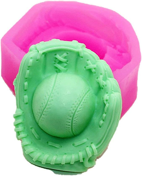 2 Pcs Baseball Softball Glove Silicone Molds Set for Fondant Candy Making Chocolate Mold Lollipop Desserts Ice Cube Gum Clay Soap Biscuit Plaster ...