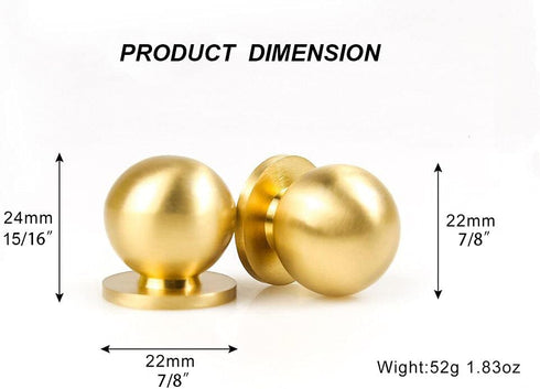 RZDEAL 4pcs 7/8" x15/16(22mmx24mm) Diameter Round Solid Brass Pulls Antique Cabinet Drawer Small Handles Modern Minimalist Handles Knobs (Gold)...