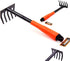 Finder Garden Hand Rake, Steel Garden Cultivator Tools Portable Black and Orange Small Rake with Anti-rust Comfortable Handle and 5 Tines, Mini Fl...