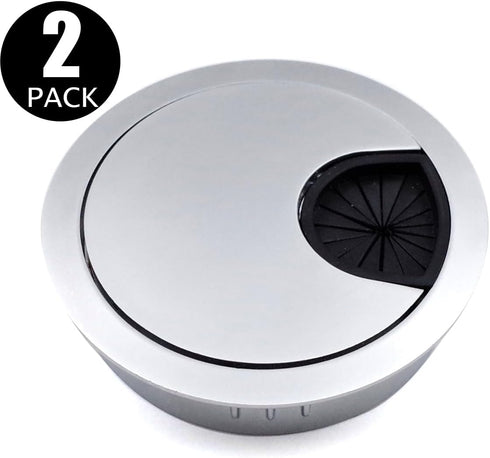 Jetland Desk Grommet for Wire Organizer - Matte Silver, Fits 2" Hole, GMS53, 2-Pack...