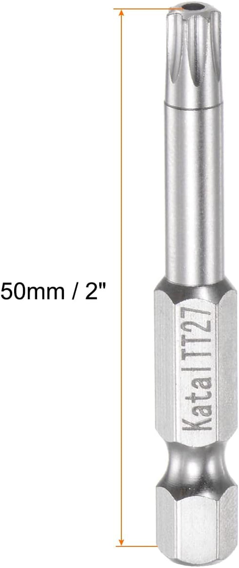 2pcs TT27 Star 7 Point Screwdriver Bit 1/4" Hex Shank 2" Length Magnetic Security Torx Screw Driver Power Tool...