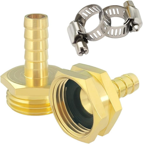 Hooshing 3/8" Garden Hose Repair Kit Male and Female Brass Hose Mender End Repair Connector with Clamps...