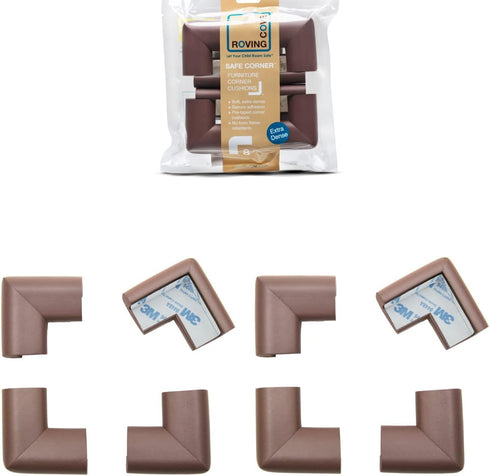 Roving Cove HeftyFit Corner Protector for Baby (8 Large Corners), Heavy-Duty Soft Rubber Foam Furniture Corner Bumper Guards, 3M Adhesive Pre-Tape...