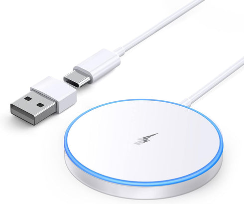 Magnetic Wireless Apple Mag-Safe Charger for iPhone 15/14/13/12 Series, AirPods 3/2/Pro - LED Magnet Pad With Dual Charging Ports......
