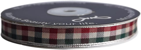 Micomon Gingham Ribbon - Red & Green Checkered Christmas Ribbon, 25 Yards Each Roll, 100% Polyester (3/8")...