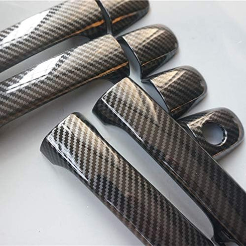 Sport Style Carbon Fiber Print Door Handle Cover Trim for Subaru Forester XV Crosstrek Outback Legacy WRX (Carbon Fiber with Keyless Holes)...