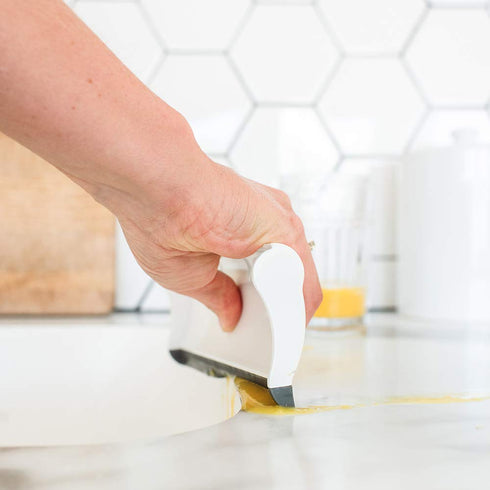 Full Circle Crumb Runner, Counter Sweep and Squeegee, Compact Brush for Sink & Kitchen Countertops, White...