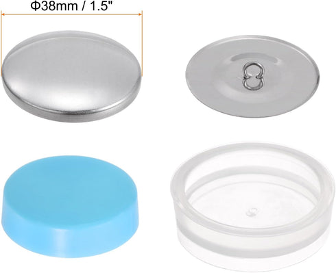 HARFINGTON 100 Sets Self Cover Button Kit 60L 1.5" 38mm with Wire Backs Aluminum Buttons to Cover Fabric Button Maker Covered Buttons Kit with 2 T...