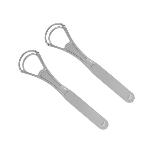 2PCS Tongue Cleaners Wide-head Double Blades Scrapers For Oral Care, Platinum Color...