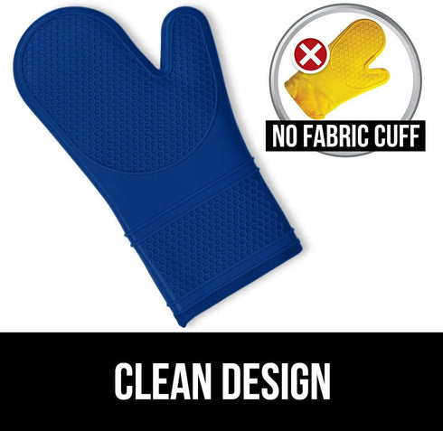 Gorilla Grip Heat and Slip Resistant Silicone Oven Mitts Set, Soft Cotton Lining, Waterproof, BPA-Free, Long Flexible Thick Gloves for Cooking, BB...