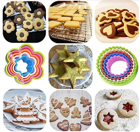 25 PCS Cookie Cutter Set Multi-size Sandwich Fondant Cake Fruit Vegetable Shapes Cutter Set...