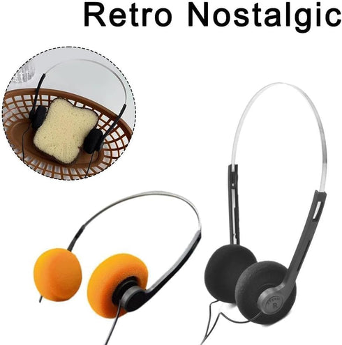 4Pcs Orange Retro Over-Ear Headphone,Vintage Feelings Underwire Headphone,Retro Lightweight Earphones,Hi-Fi Stereo Earphone Headset,Walkman ,for M...