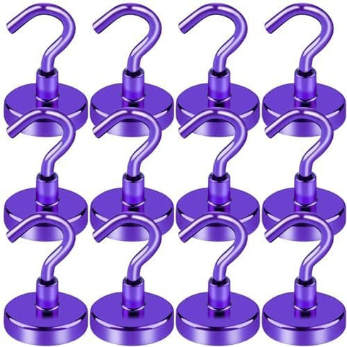 LOVIMAG Magnet Hooks, Strong Magnets,80Lb Magnetic Hooks Heavy Duty, Purple Strong Magnetic Hooks for Cruise Cabins,Magnetic Hooks for Refrigerato...