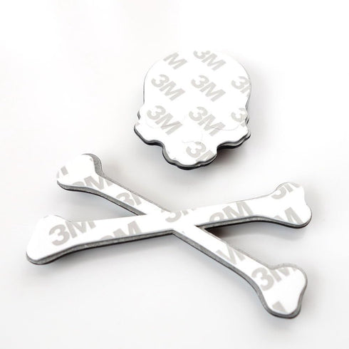 Car Motorcycle Skull Crossbones Emblem Metal Decal 3D Sticker Bone Badge for Suzuki Kawasaki Harley Yamaha Honda (Silver)...