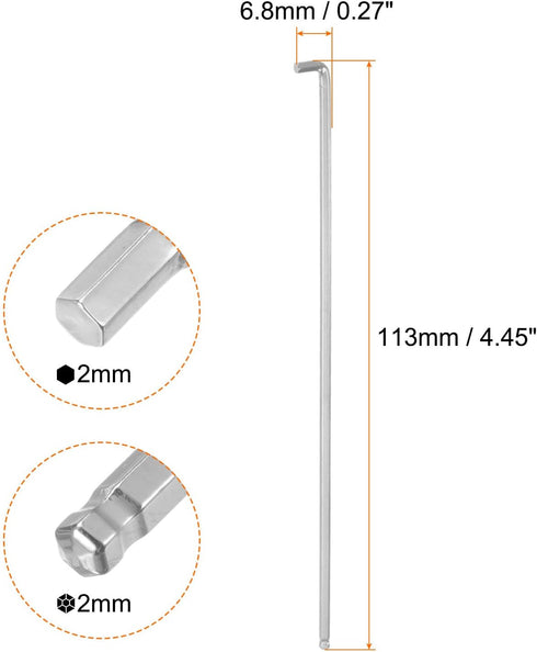 Hex Key Wrench 2mm S2 Steel L-Shape Hexagon Metric Wrenches Repairing Tool for Home Repair...