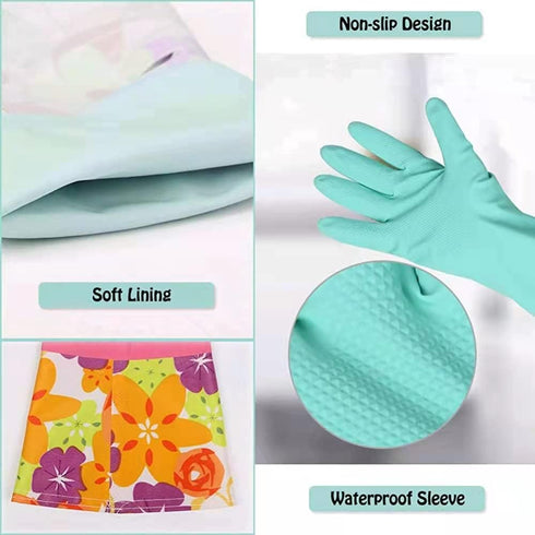 Dishwashing Rubber Gloves 3 Pairs, Aixingyun Non-Slip Household Laundry Kitchen Cleaning Gloves, Reusable PU Waterproof Latex Gloves Gift for Mom ...