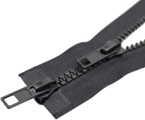 YaHoGa 2PCS #5 28 Inch Two Way Separating Jacket Zipper for Sewing Jacket Coat Molded Plastic Vislon Zippers Bulk (28" TW Black)...
