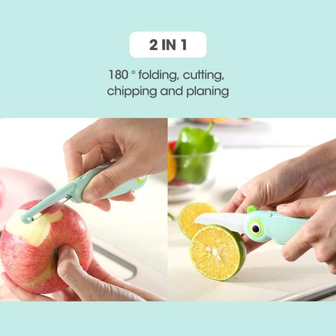 Portable Ceramic Paring Knife - 2.5 Inches Sharp Blade, Small Folding Knife, Cutter Peeler 2 in 1, Mini Cute Portable Fruit Knife for Travel, Camp...