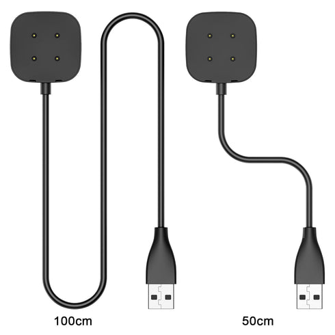 Charger Cable for Fitbit Versa 4/ Versa 3/ Fitbit Sense 2/ Sense Fitness Tracker, Soft Durable Replacement USB Charging Cable, Two Sizes for Choic...