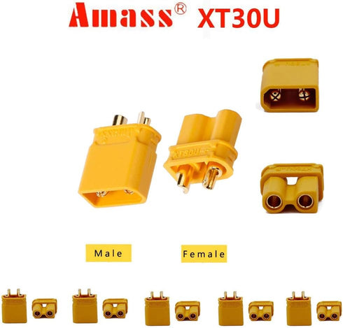 10Pairs Amass XT30 Connector Male Female XT30U Bullet Plug Heat Shrink for Battery ESC Charger Lead...