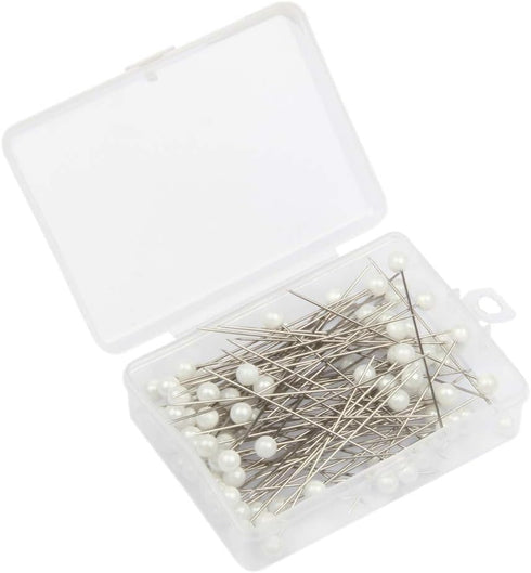 100 Pieces Corsage Pins Round Faux Pearl Head Pins Wedding Bouquet Pins Floral Bouquet Pins White Straight Pins for Sewing Craft Wedding Decoratio...