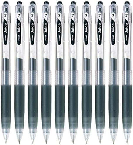 Pilot Juice 07 Retractable Gel Ink Pen (LJU-10F), Fine Point, 0.7mm, Black Ink, Set of 10...