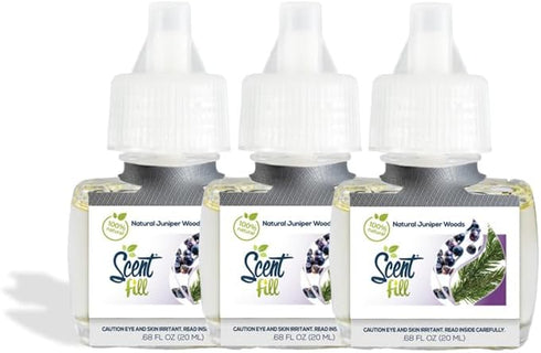 Scent Fill 100% Natural Juniper Woods Plug in Air Freshener, Scented Oil Refills, 3 Refills...