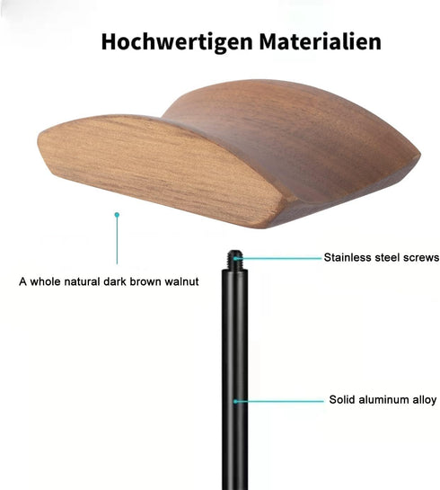Headphone Stand Headset Holder with Walnut Wood Headrest,Gaming Headset Stand Earphone Stand with Solid Heavy Base for All Headphone Sizes...