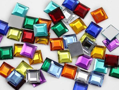 8mm Flat Back Square Acrylic Rhinestones Small Face Gems Body Jewels Card Making Embelishments - 75 Pieces (Red Ruby A05)...