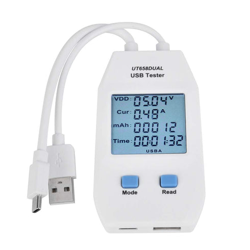 USB Meter, Digital LCD Display Voltmeter Ammeter Detector Power Tester Multimeter for Measuring Voltage, Current, Capacity, Energy, Resistance, Ca...