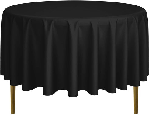 Lann's Linens - 90" Round Premium Tablecloth for Wedding/Banquet/Restaurant - Polyester Fabric Table Cloth - Black...