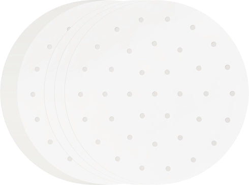 10 Inches Bamboo Steamer Liner, 50 PCS Round Air Fryer Parchment Paper with Holes for Air Fryer, White Non-Stick Steamer Liners...