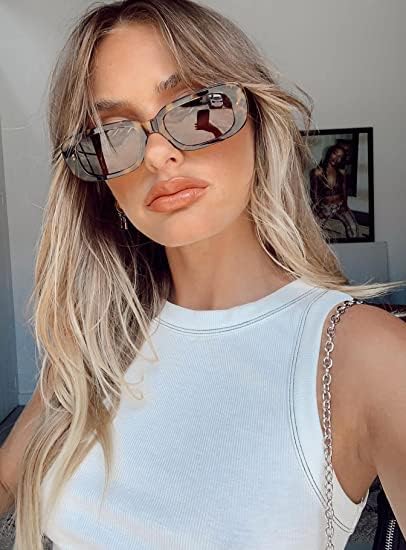 Rectangle Sunglasses Trendy Retro 90S Sunglasses Y2K Aesthetic Sunglasses Fashion Square Frame Sunglasses UV400...
