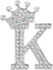 Silver Letters Crystal Crown Initial Brooch Women Letters Brooches Pins for Women Jewelry Gift...