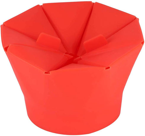 Popcorn Bowl, Popcorn Popper Red Folding Microwave Oven Popcorn Bowl DIY Silicone Popcorn Maker Machine Home Kitchen Tool for Making Popcorn...