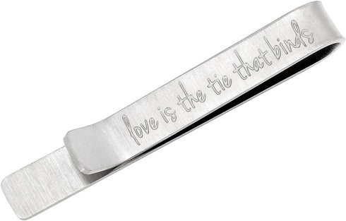 kilofly Men's Hidden Message "love is the tie that binds" Tie Bar 2 Inch Silver...
