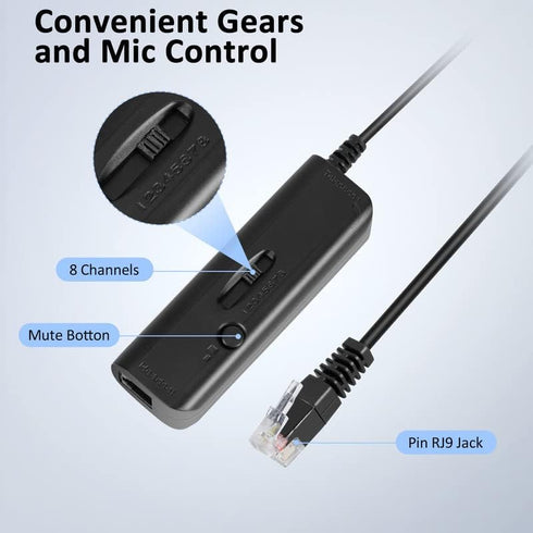 AGPTEK Hands-Free Call Center Noise Cancelling Corded Binaural Headset Headphone with 4-Pin RJ9 Crystal Head and Mic Microphone for Desk Phone - T...