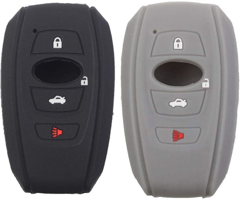 2Pcs Silicone Rubber 4 Buttons Smart Key Fob Skin Cover Case Protector Keyless Compatible with Subaru BRZ Forester Impreza STI WRX Crosstrek Ascen...