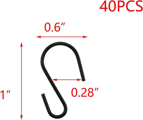 T Tulead Mini Hanging Hooks Iron Hooks Hanger 26×15mm/1"×0.6" Mini S Hooks Pack of 40 for Hanging Pot,Plants,Jewelry...