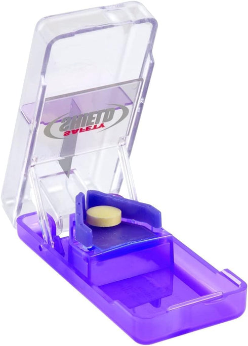 EZY DOSE Ezy Dose Pill Cutter with Safety Shield ?Safely Cut Pills and Vitamins ?Pill Splitter , Colors may vary...