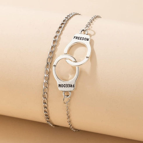 Boho Handcuffs Ankle Bracelet Silver Layered Anklet Chain Fashion Foot Jewelry Summer Beach for Women...