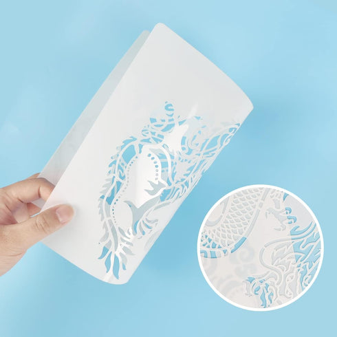 Chinese Dragon Stencils, 2 Pcs Chinese Loong Plastic Stencils Templates for Painting on Wood Canvas Wall 8.3"x11.7"...