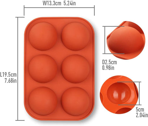 homEdge Semi Sphere Silicone Mold, 4 Packs Baking Mold for Making Hot Chocolate Bomb, Cake, Jelly, Dome Mousse - Diameter-2"...