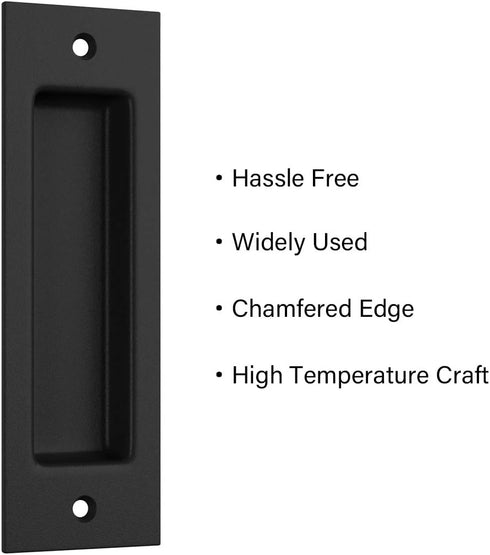 SMARTSTANDARD 2 Pack Flush Pull 6 1/2" Matte Black Inset Handle, Recessed Finger Pull for Sliding Barn Door, Closet, Pocket Door...