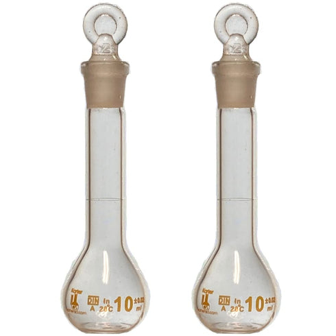 10ml Volumetric Flask, 3.3 Boro Glass, Class A, Ground Stopper, Karter Scientific 252V3 (Pack of 2)...