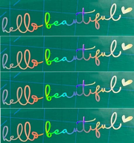 4X Hello Beautiful Rearview Mirror Decals, Vinyl Car Mirror Decals, Car Decals for Women, Laser Rear View Mirror Decal, Rearview Mirror Sticker, C...